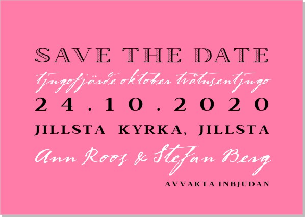 Printable Plain Text Save the date + kuvert