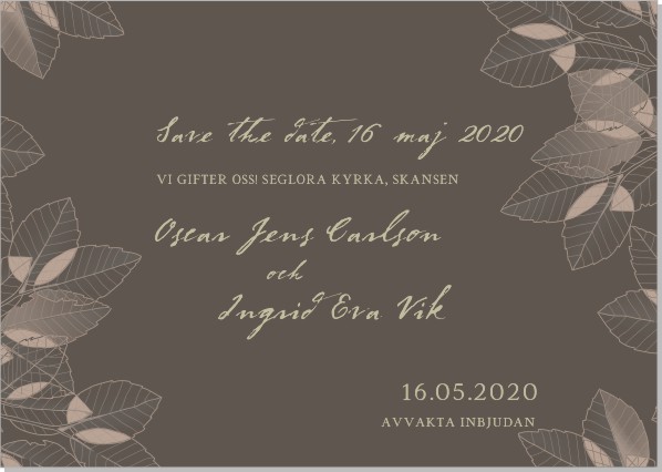 Printable Leaves Save the date + kuvert