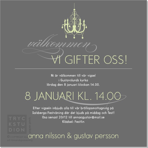 Printable Chandelier Inbjudningskort