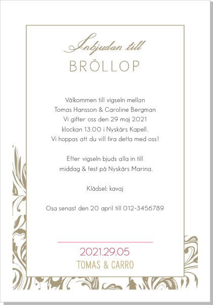 Printable Flowery Swirls Inbjudningskort