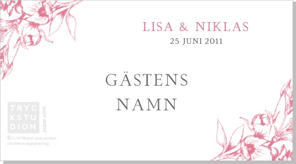 Printable Blooming Placeringskort Namn