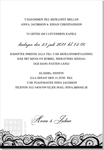 Printable Swirly Lace Inbjudningskort