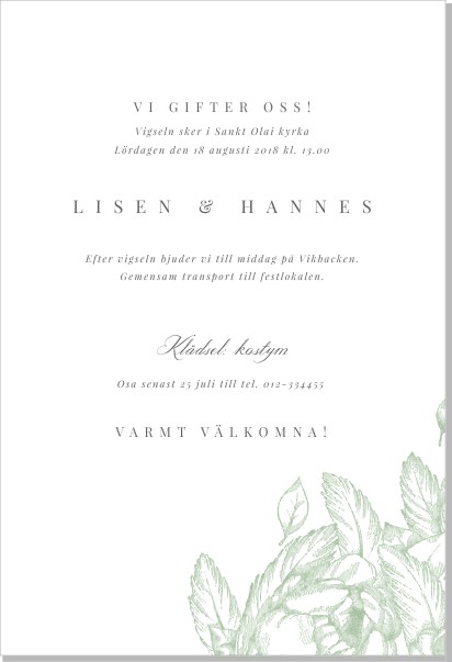 Printable Gardenia Inbjudningskort